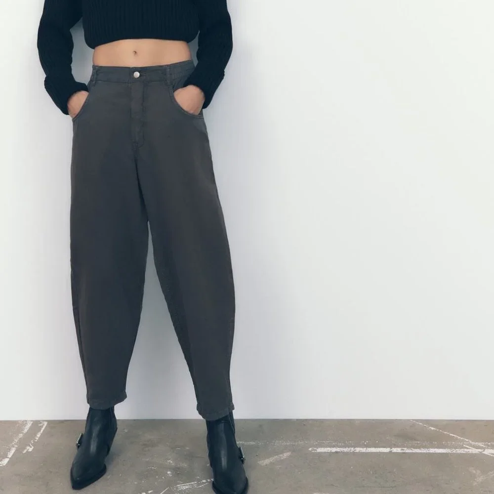 Zara Relaxed Fit Linen Blend Trousers